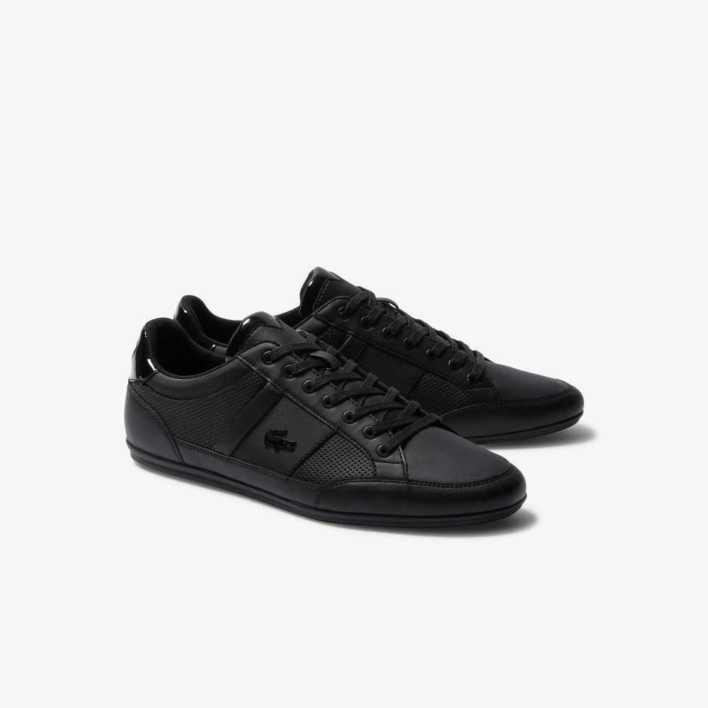 Lacoste Chaymon Perforated Leather Sneakers Blk/Blk | RGJ-325864