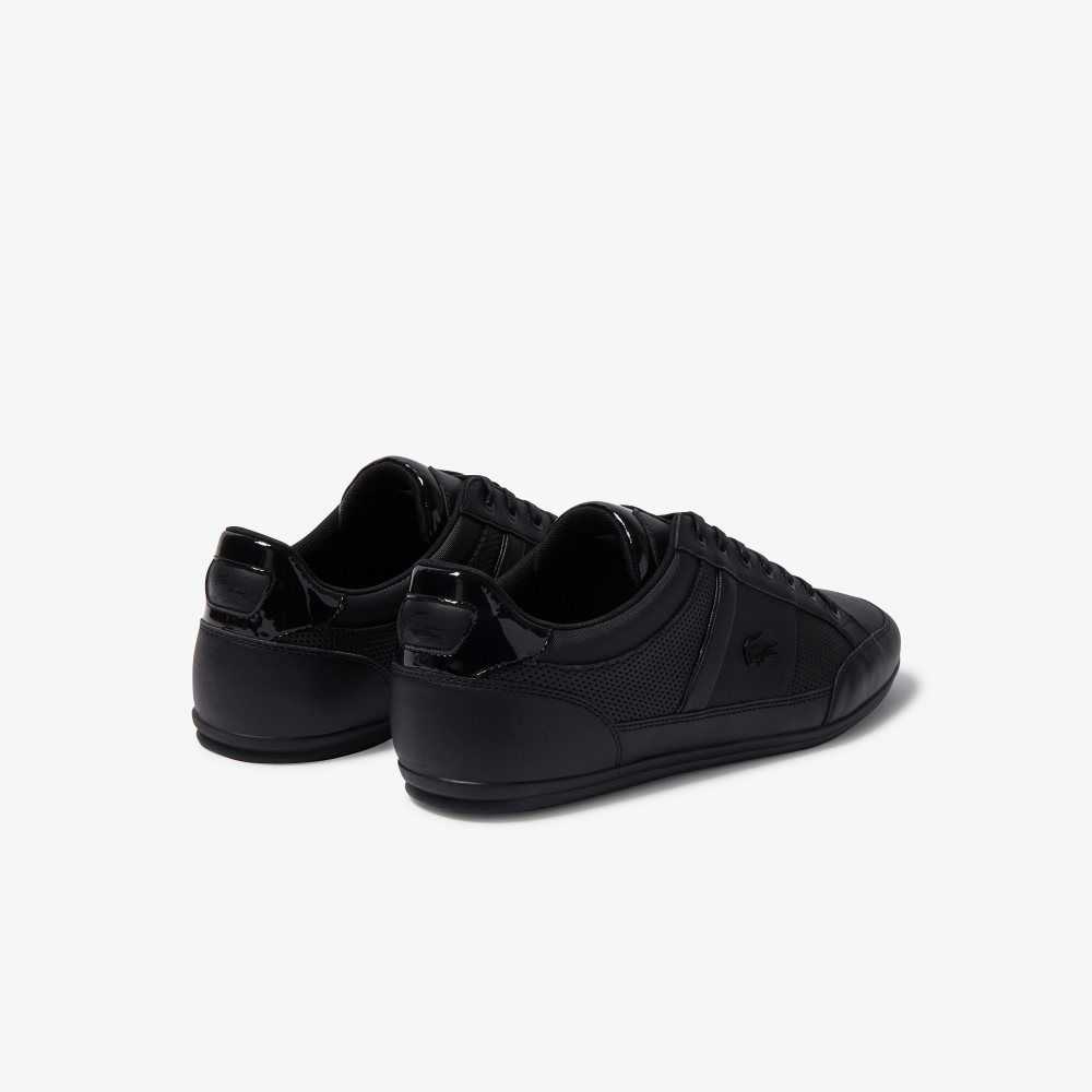 Lacoste Chaymon Perforated Leather Sneakers Blk/Blk | RGJ-325864