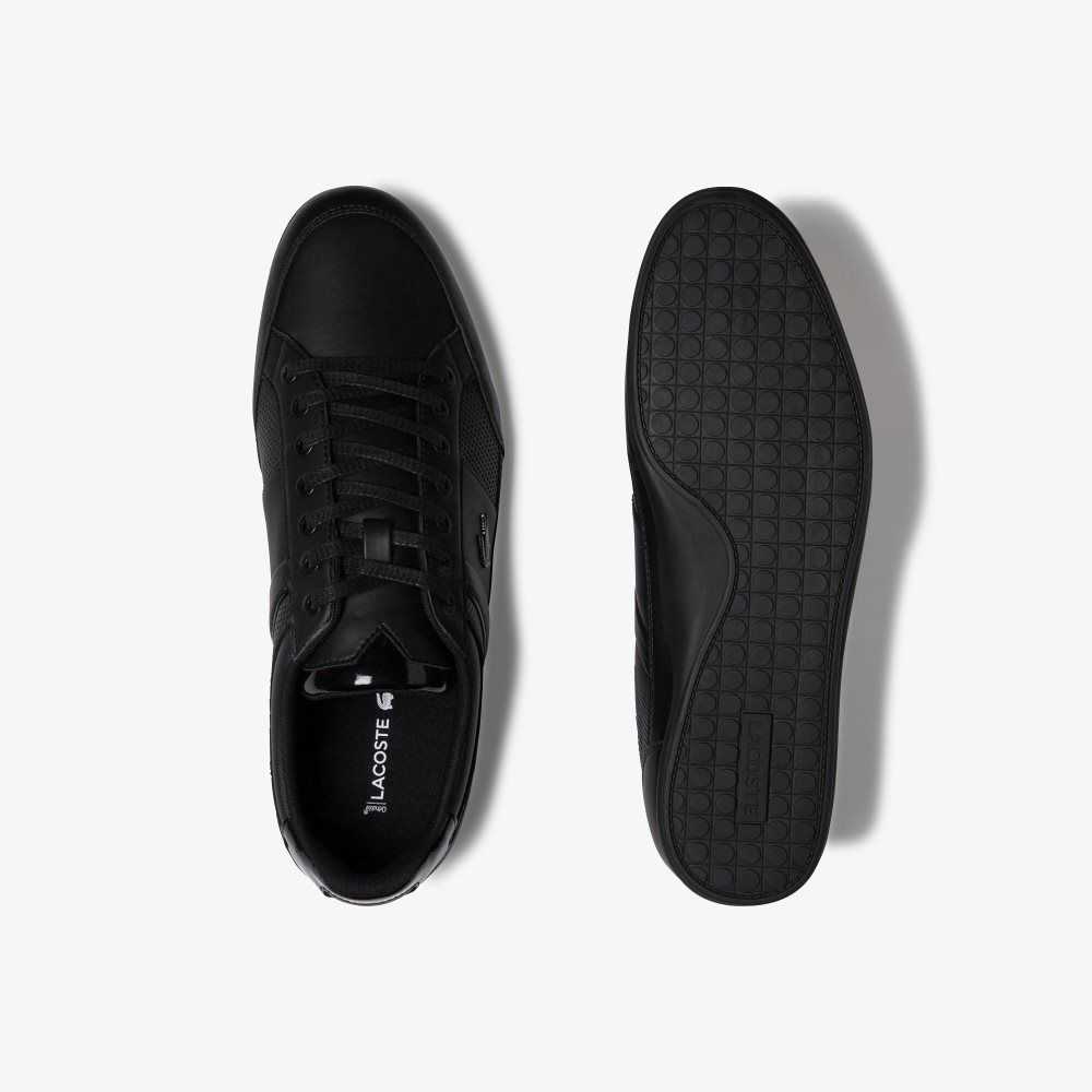 Lacoste Chaymon Perforated Leather Sneakers Blk/Blk | RGJ-325864