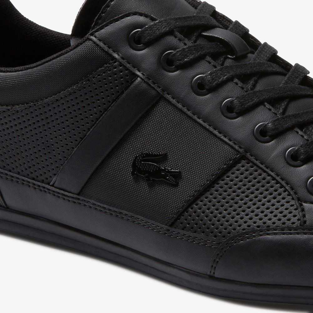 Lacoste Chaymon Perforated Leather Sneakers Blk/Blk | RGJ-325864