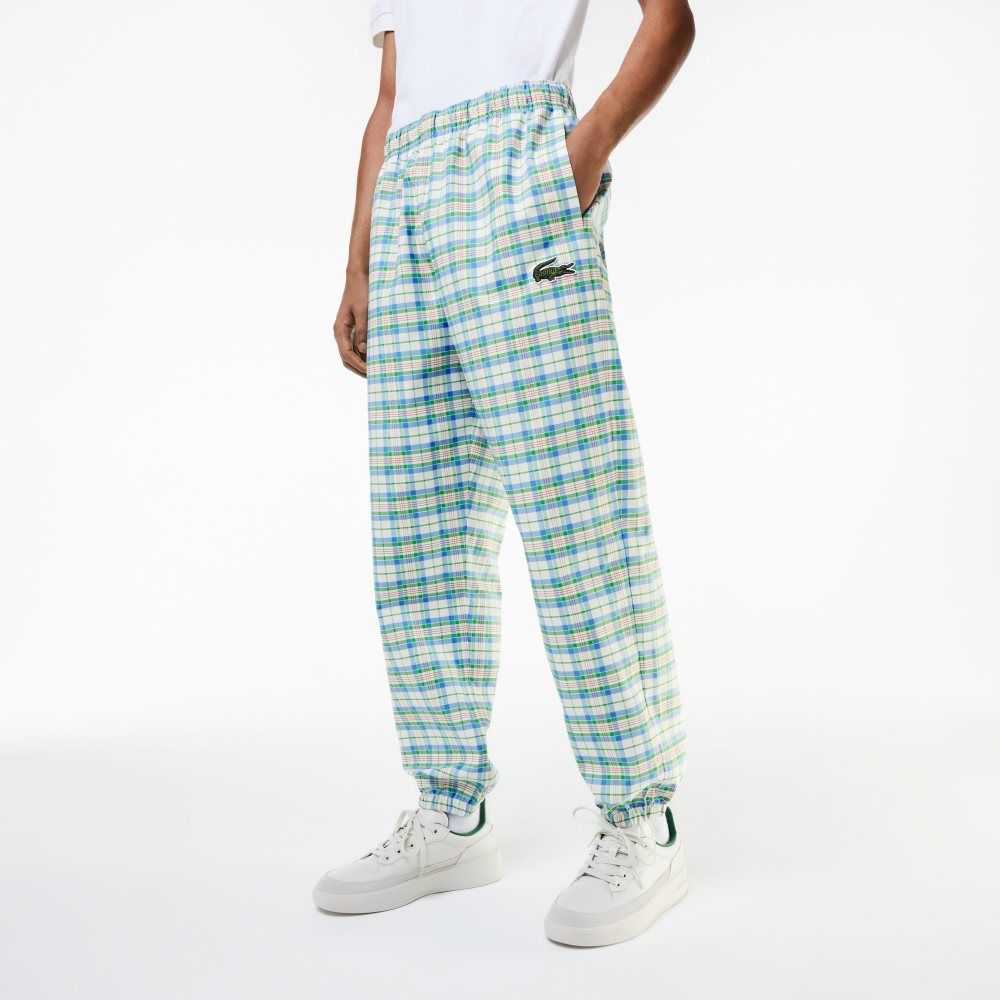 Lacoste Check Print Track Pants White | RVI-593641