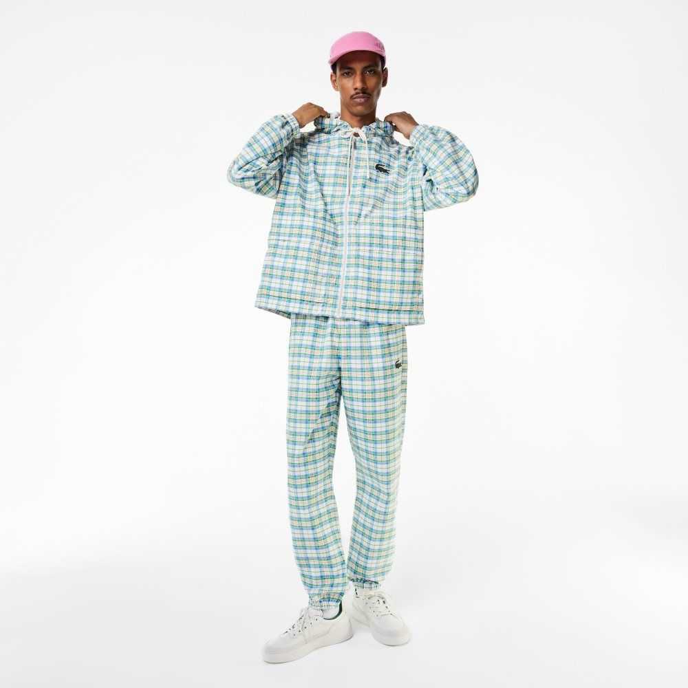 Lacoste Check Print Track Pants White | RVI-593641