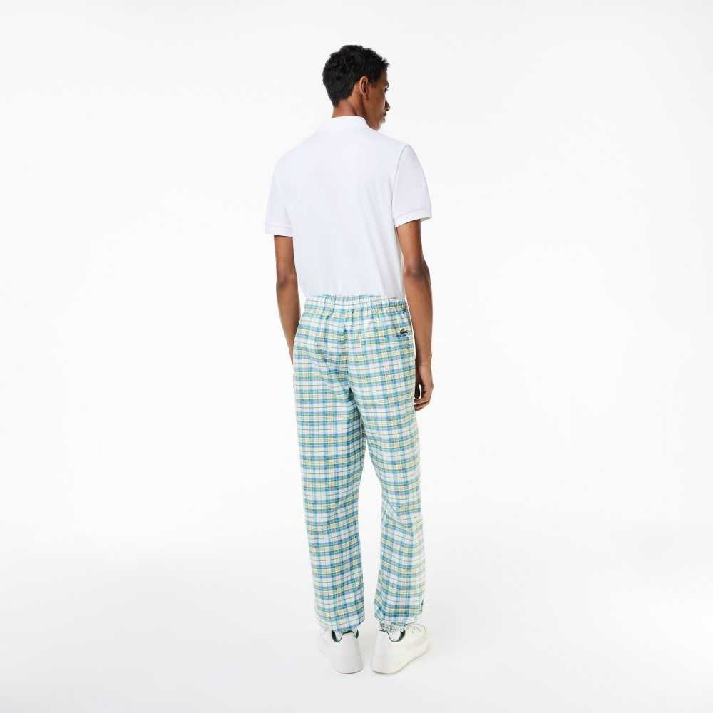 Lacoste Check Print Track Pants White | RVI-593641