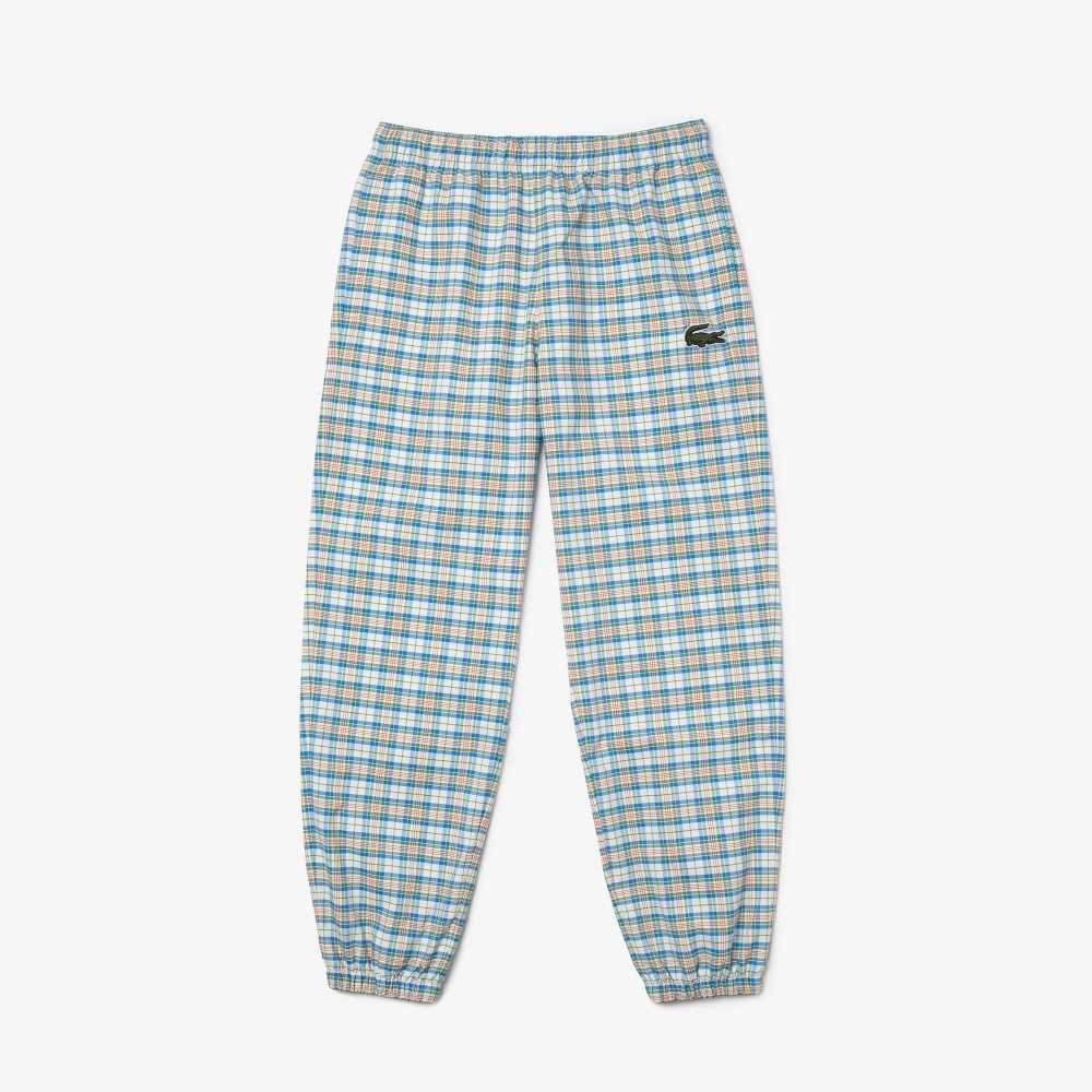 Lacoste Check Print Track Pants White | RVI-593641