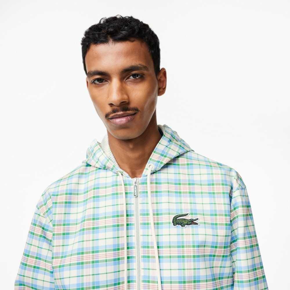 Lacoste Checked Hooded Track Jacket White | XTH-510698