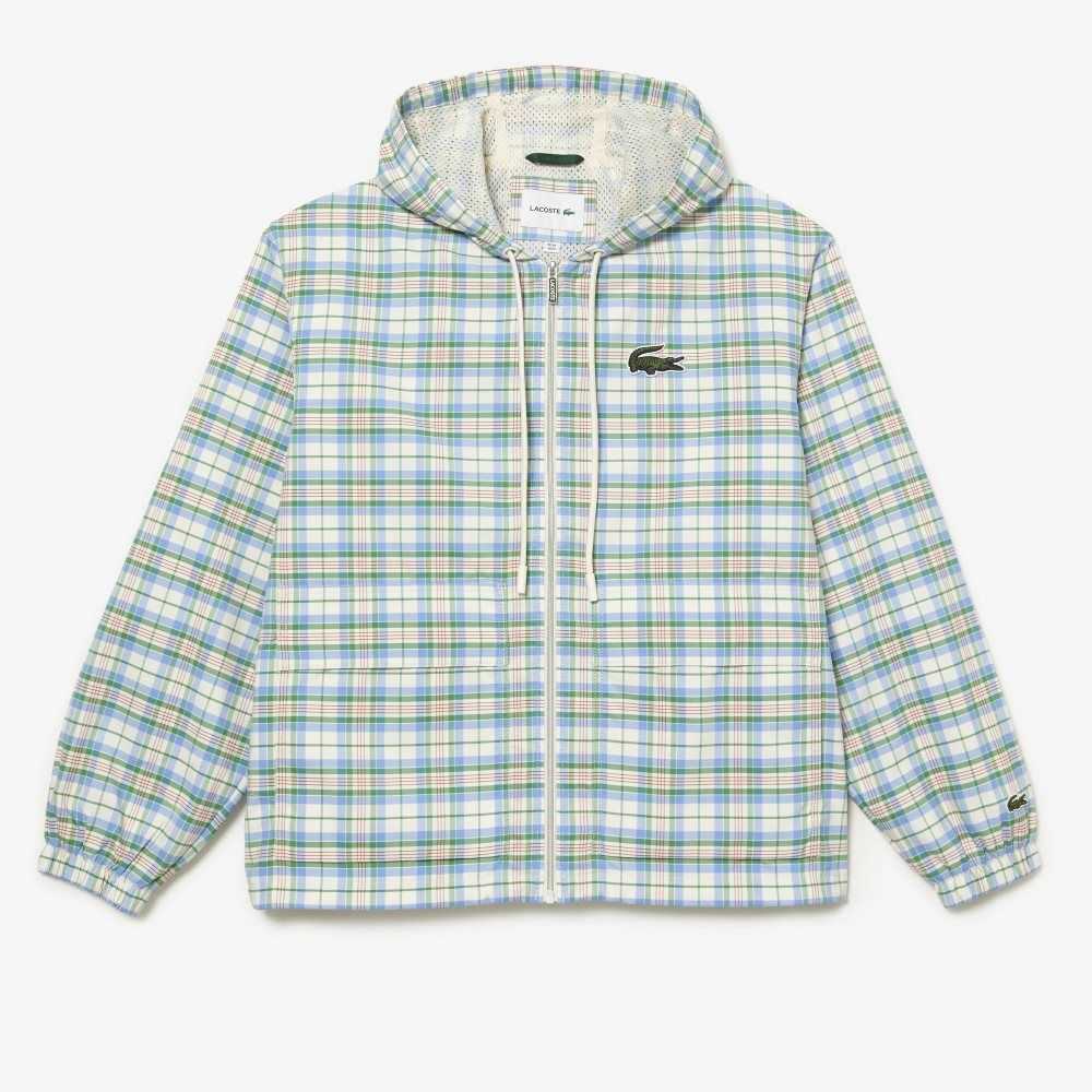 Lacoste Checked Hooded Track Jacket White | XTH-510698