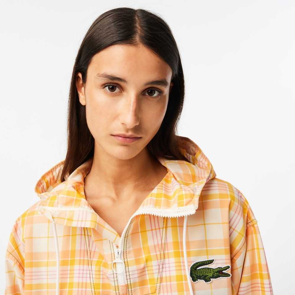 Lacoste Checked Pull-On Jacket White / Yellow / Light Orange / Pink / White | UQM-462710