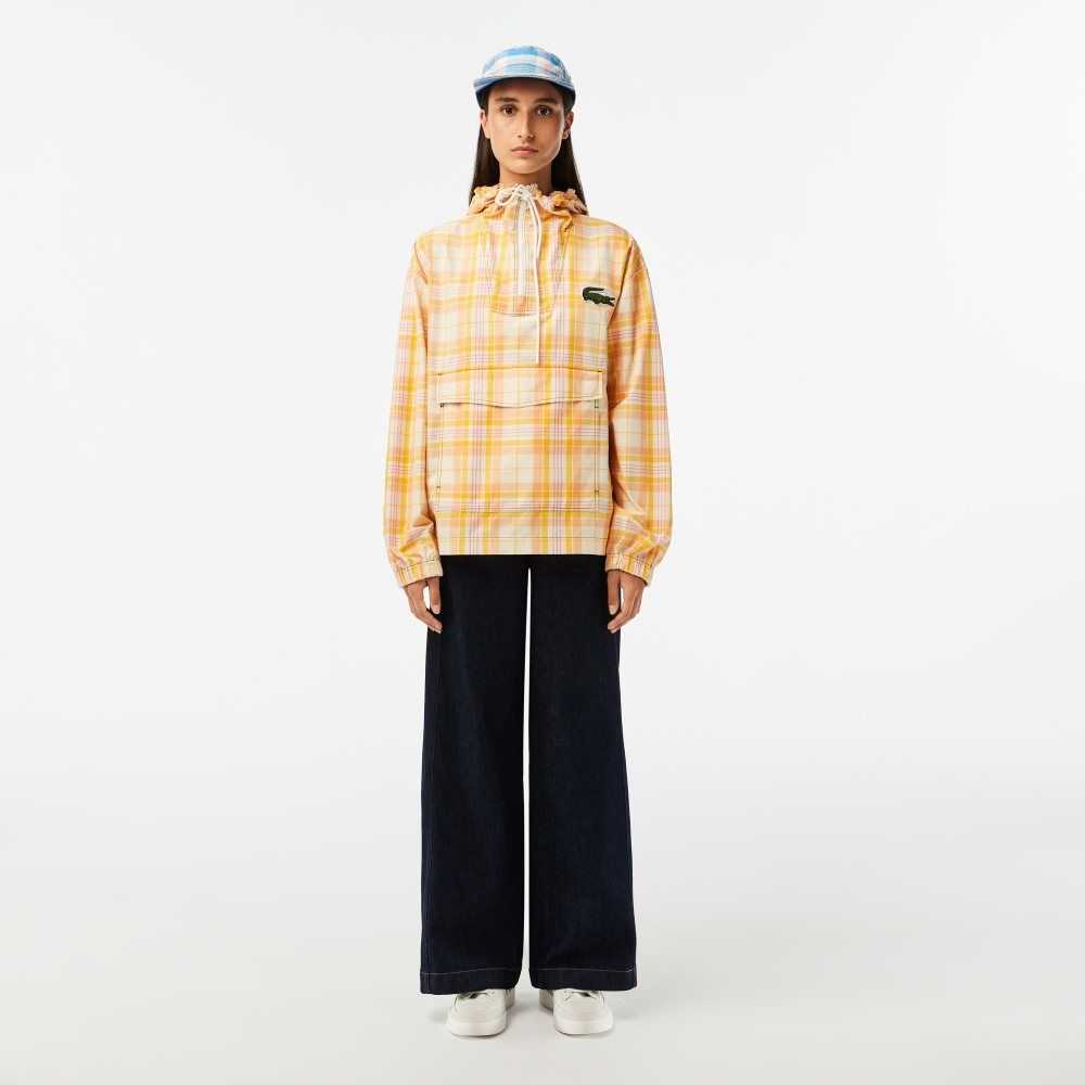 Lacoste Checked Pull-On Jacket White / Yellow / Light Orange / Pink / White | UQM-462710