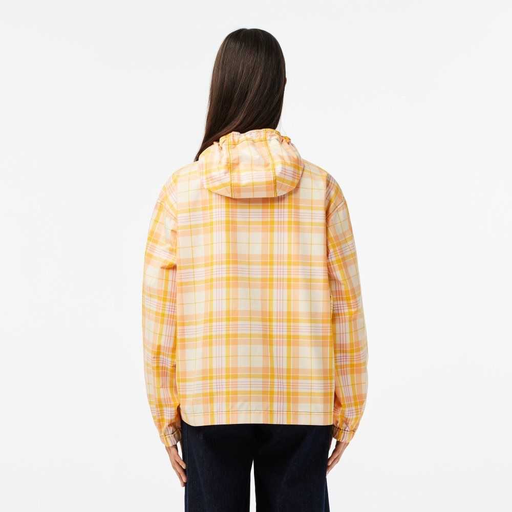 Lacoste Checked Pull-On Jacket White / Yellow / Light Orange / Pink / White | UQM-462710