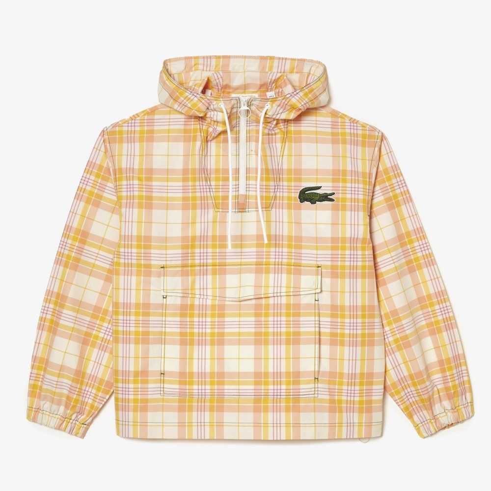 Lacoste Checked Pull-On Jacket White / Yellow / Light Orange / Pink / White | UQM-462710