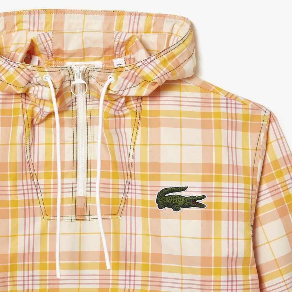 Lacoste Checked Pull-On Jacket White / Yellow / Light Orange / Pink / White | UQM-462710