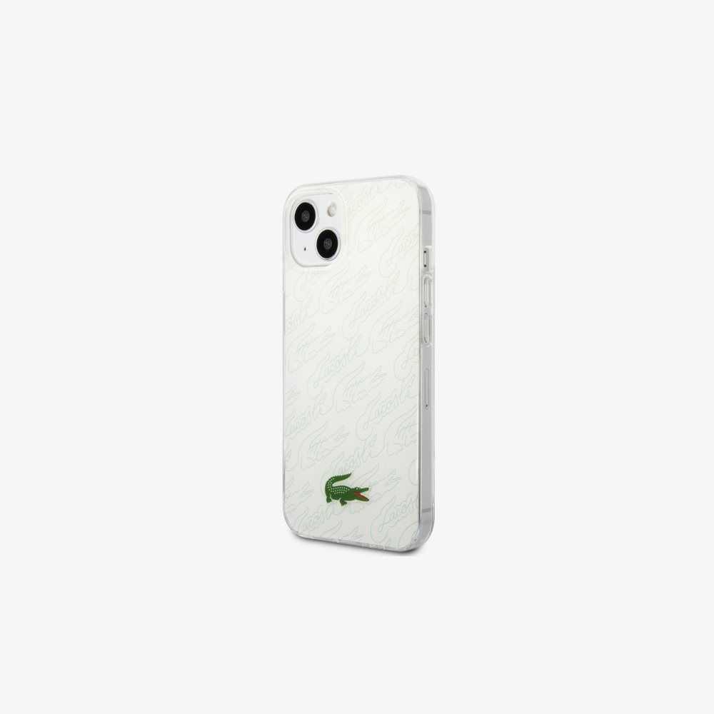 Lacoste Checkerboard Print iPhone 14 Case White | HSQ-801537