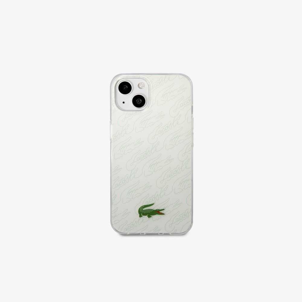 Lacoste Checkerboard Print iPhone 14 Case White | HSQ-801537