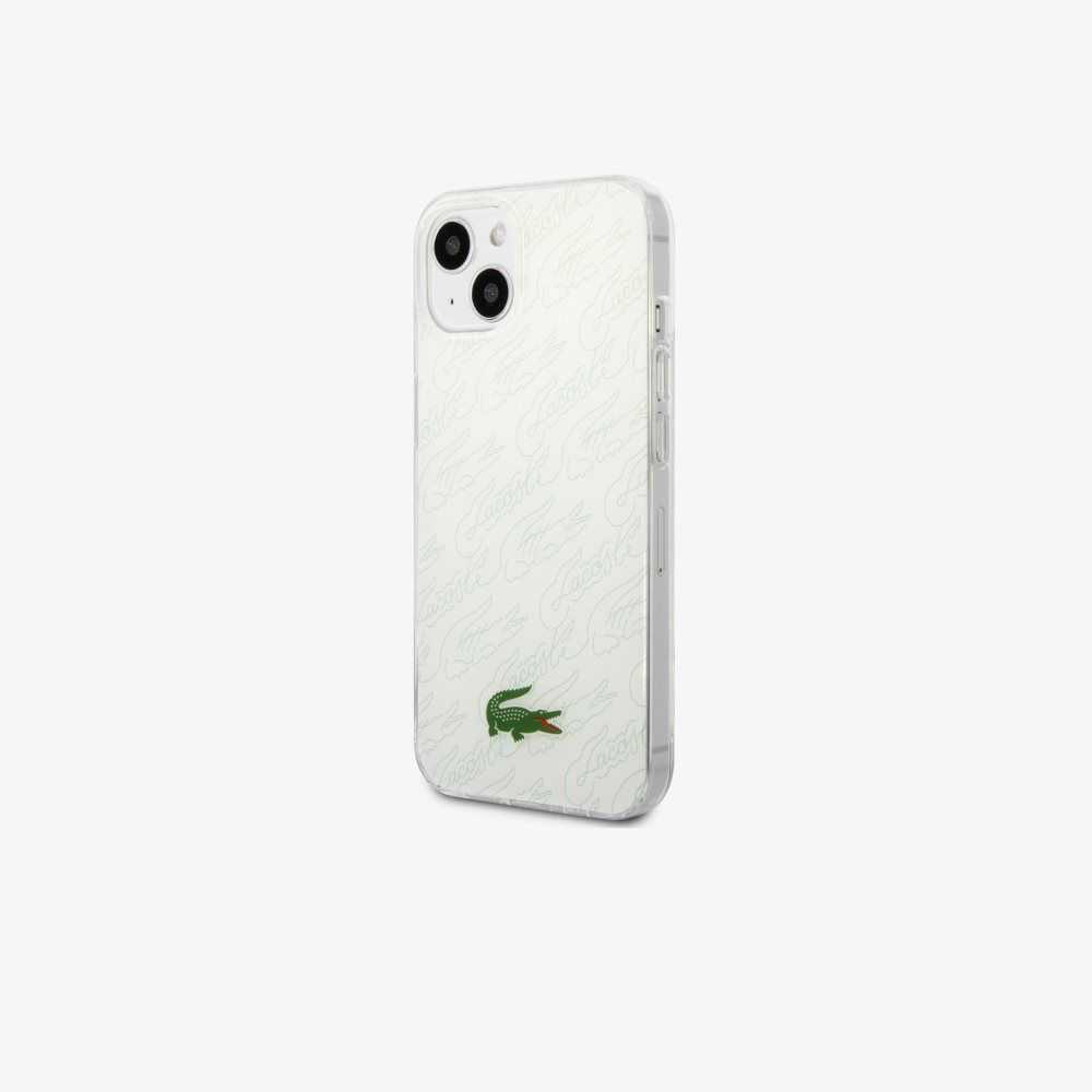 Lacoste Checkerboard Print iPhone 14 Plus Case White | FEC-532419