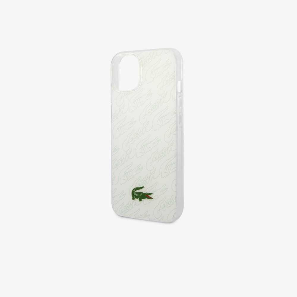 Lacoste Checkerboard Print iPhone 14 Plus Case White | FEC-532419