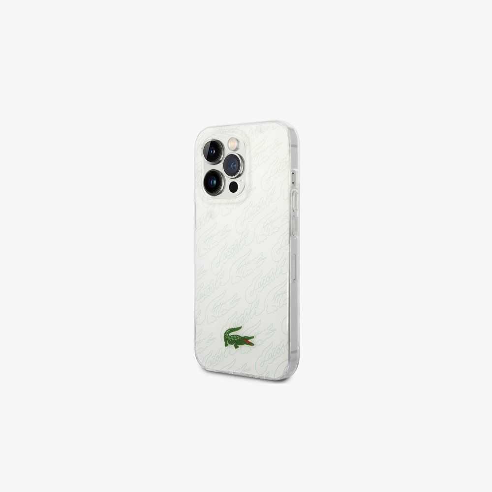 Lacoste Checkerboard Print iPhone 14 Pro Case White | EDU-246038