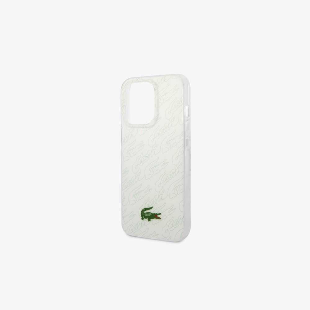 Lacoste Checkerboard Print iPhone 14 Pro Case White | EDU-246038