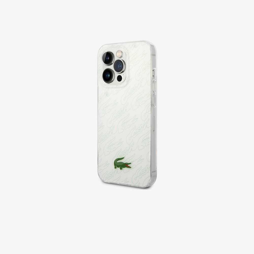 Lacoste Checkerboard Print iPhone 14 Pro Max Case White | MLU-697413