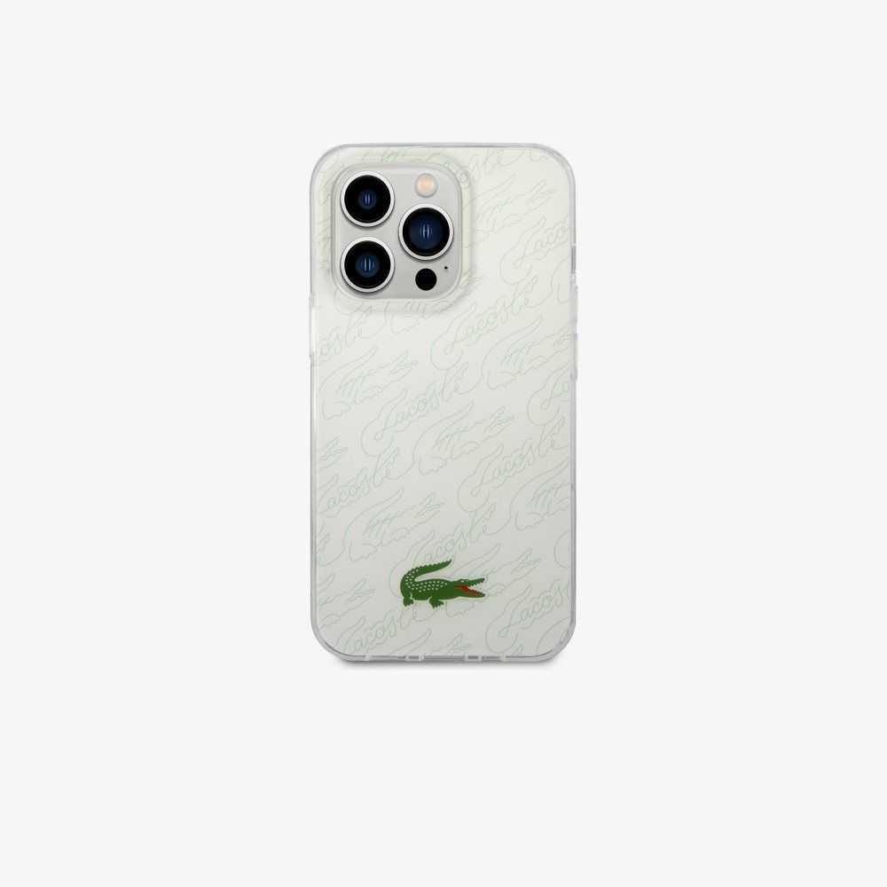 Lacoste Checkerboard Print iPhone 14 Pro Max Case White | MLU-697413