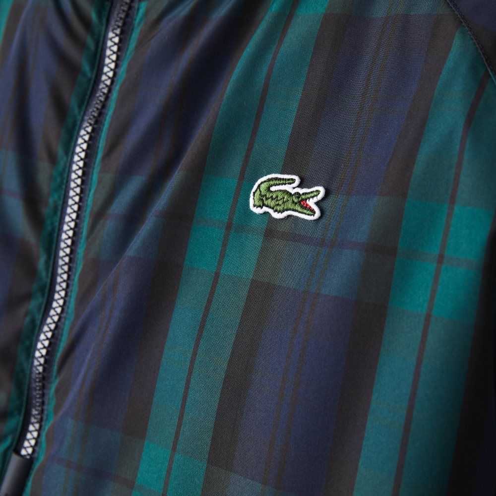 Lacoste Checkered Quilted Pullover Windbreaker Green / Navy Blue / Black | KUF-307829