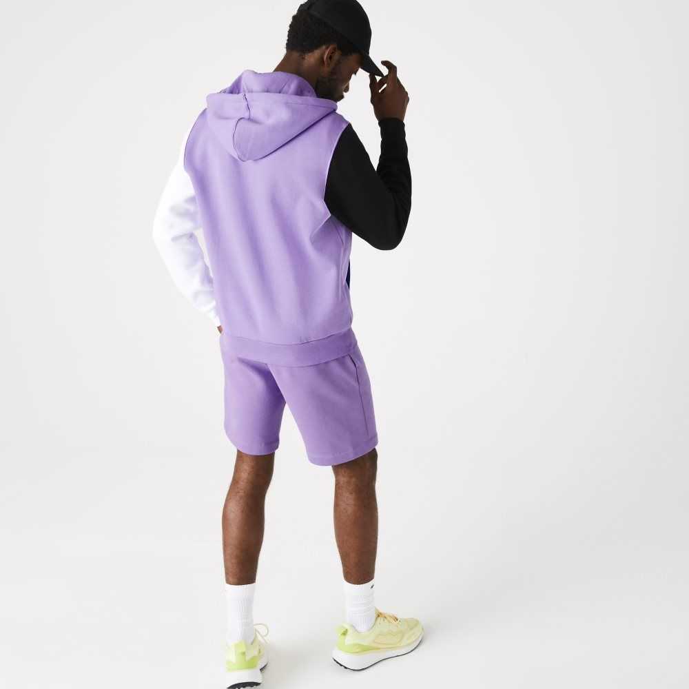 Lacoste Classic Fit Color-Block Hooded Zip Sweatshirt Purple / Black / White / Blue | ECM-137268