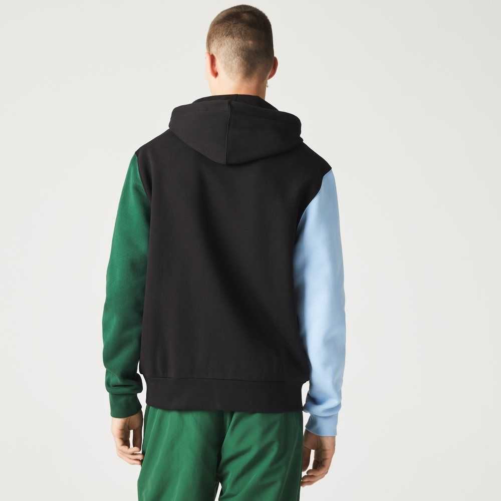 Lacoste Classic Fit Color-Block Hooded Zip Sweatshirt Black / Green / Blue / Light Green | FDM-648091