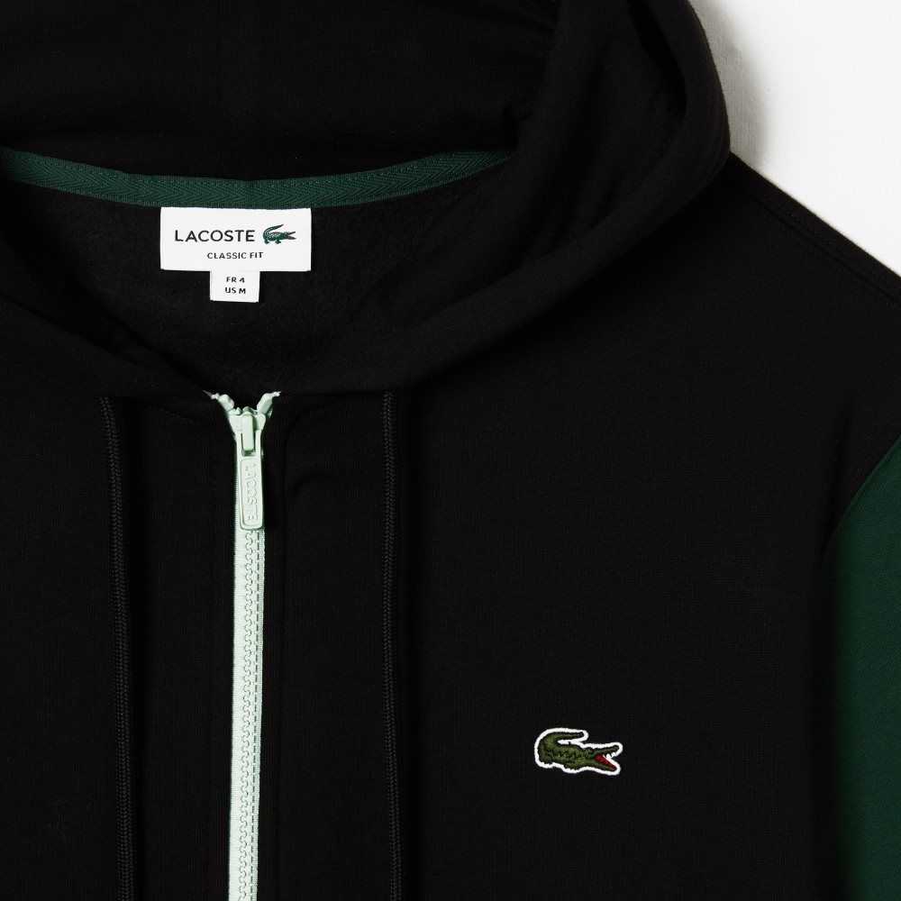 Lacoste Classic Fit Color-Block Hooded Zip Sweatshirt Black / Green / Blue / Light Green | FDM-648091