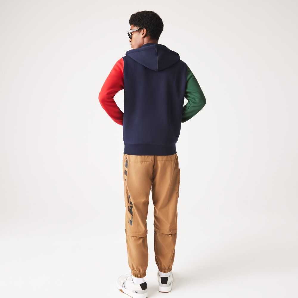 Lacoste Classic Fit Color-Block Hooded Zip Sweatshirt Navy Blue / Green / Red / Yellow | KIT-472135