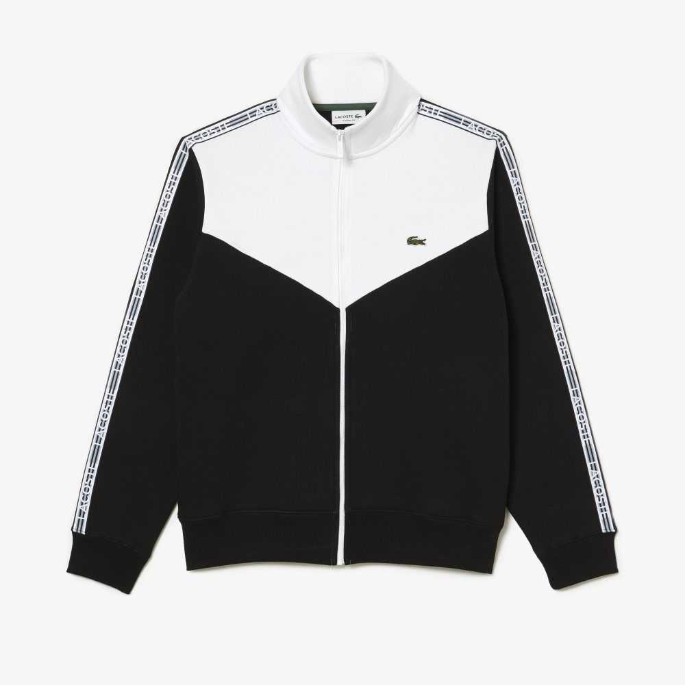 Lacoste Classic Fit Colorblock Zipped Sweatshirt Black / White | KPY-241073