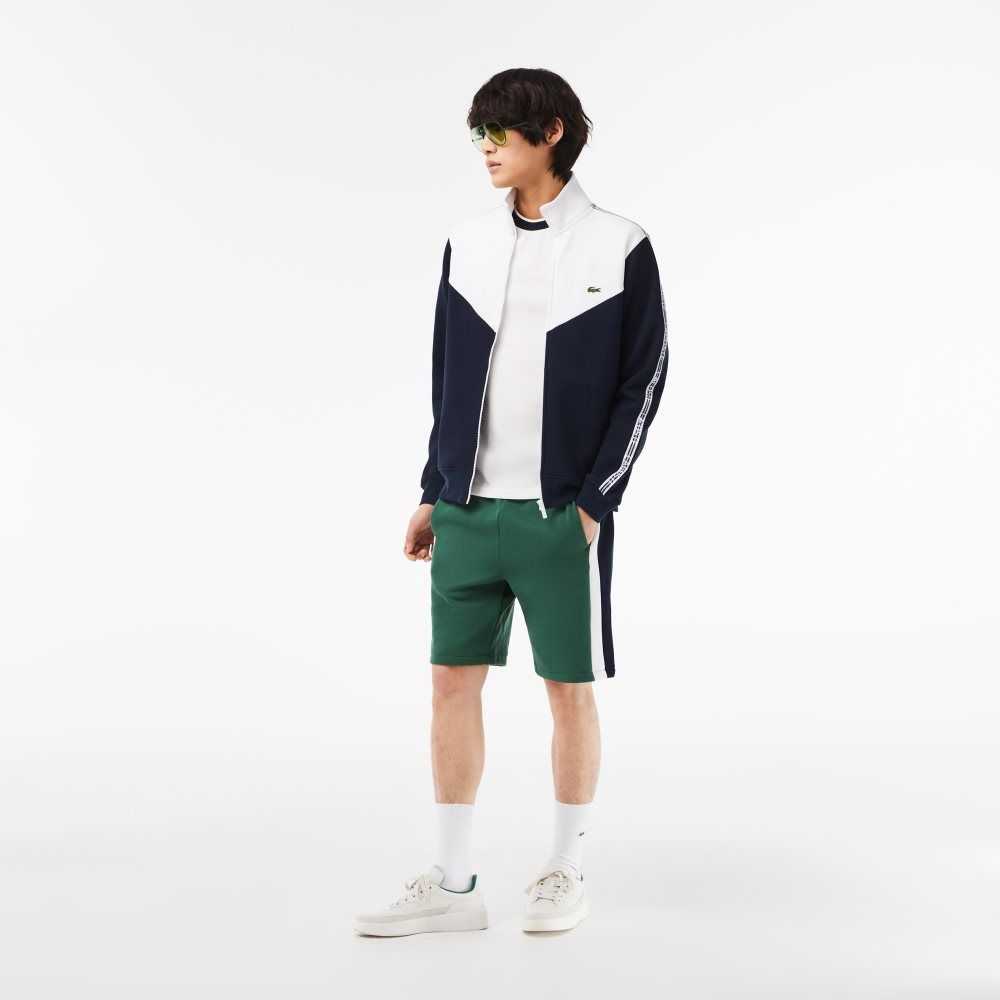 Lacoste Classic Fit Colorblock Zipped Sweatshirt Navy Blue / White | ZJV-937014