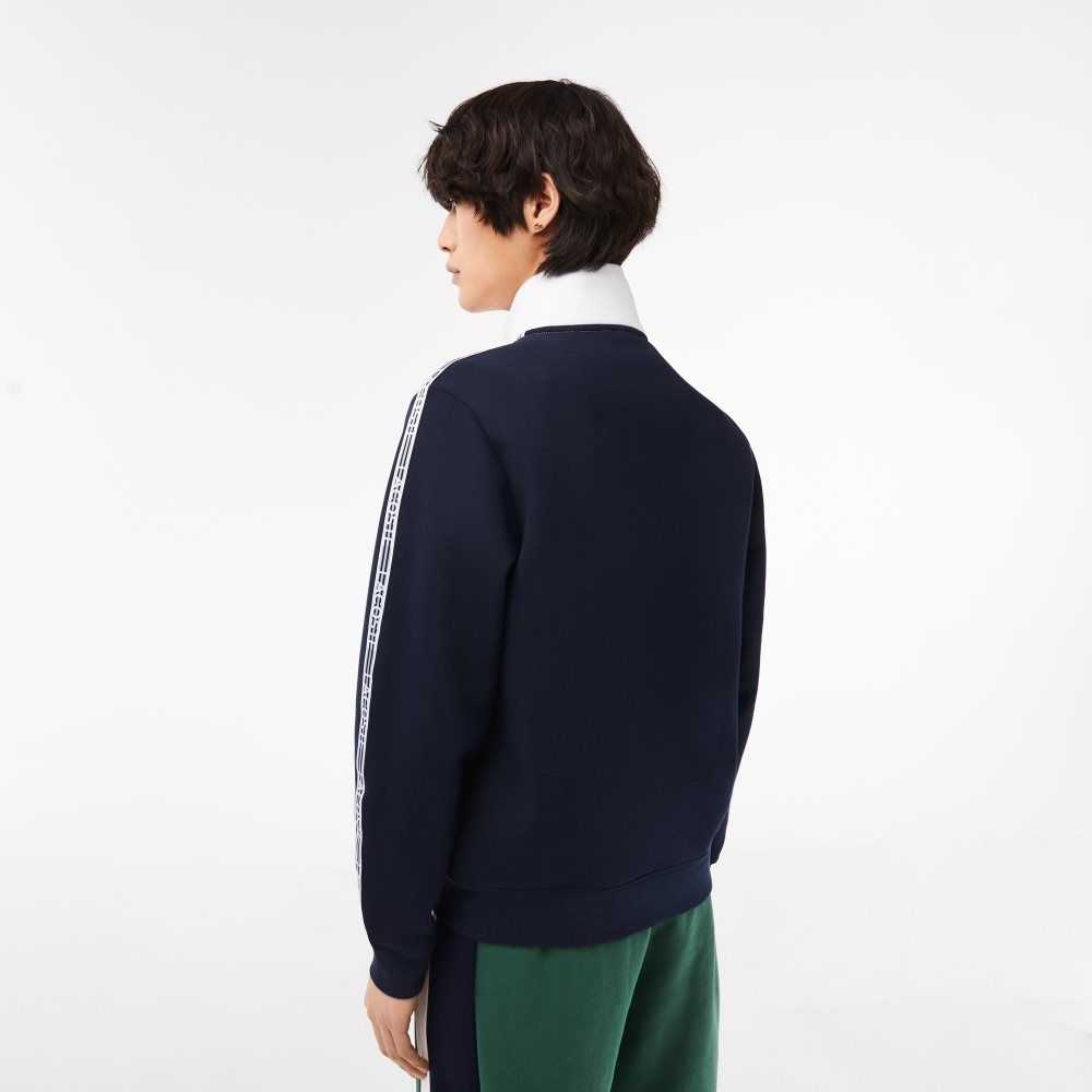 Lacoste Classic Fit Colorblock Zipped Sweatshirt Navy Blue / White | ZJV-937014