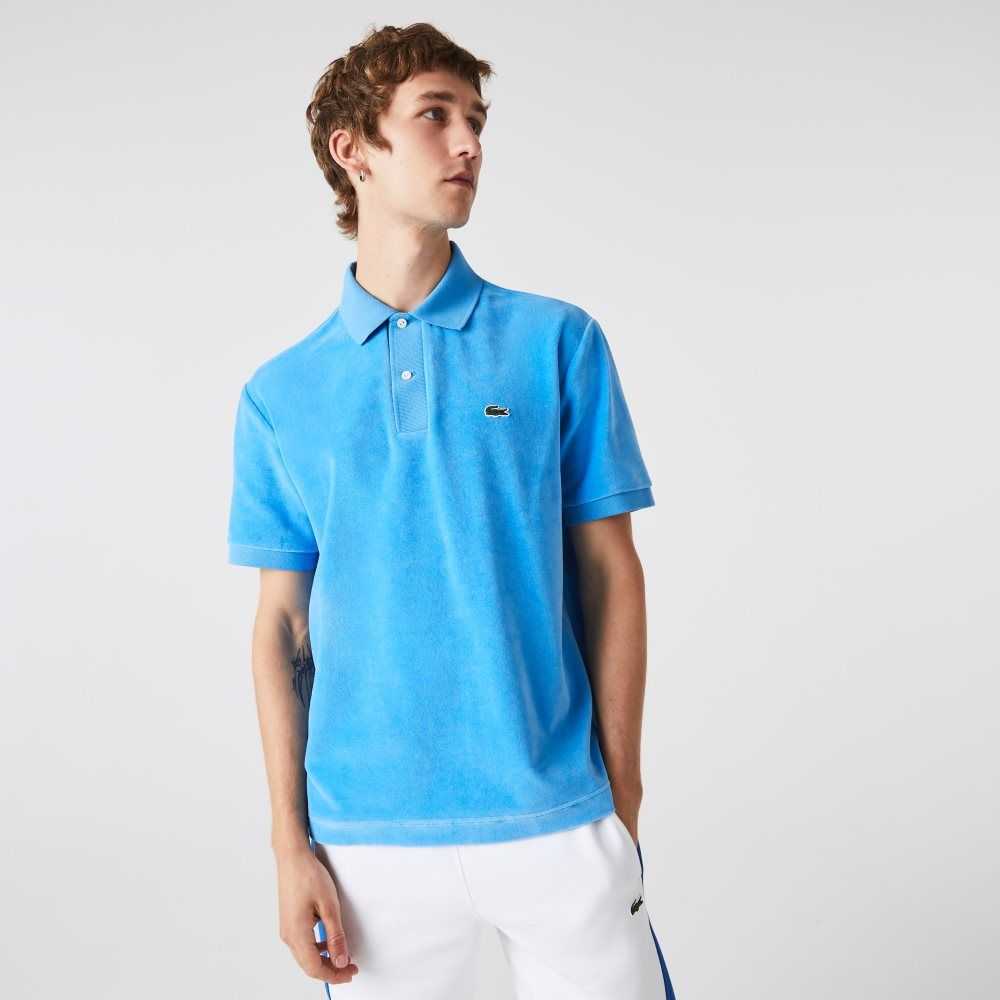 Lacoste Classic Fit Cotton Velvet Polo Blue | GSB-208435