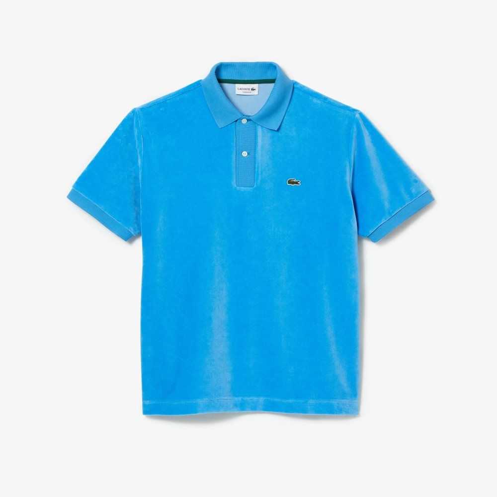 Lacoste Classic Fit Cotton Velvet Polo Blue | GSB-208435