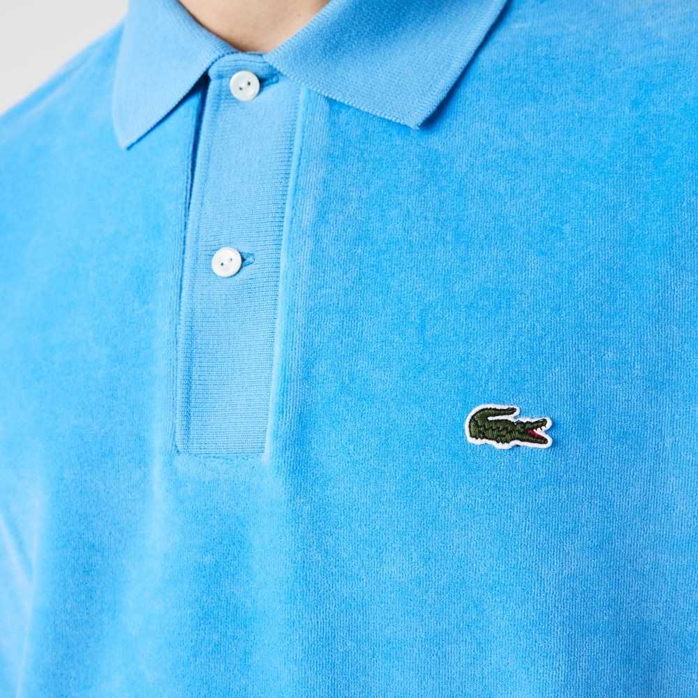 Lacoste Classic Fit Cotton Velvet Polo Blue | GSB-208435