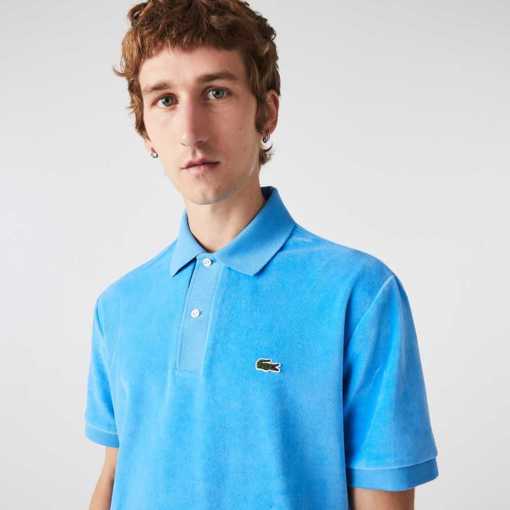 Lacoste Classic Fit Cotton Velvet Polo Blue | GSB-208435