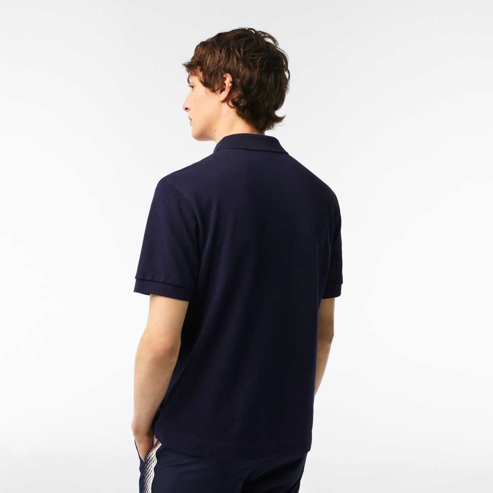 Lacoste Classic Fit Heavy Cotton Pique L.12.21 Polo Navy Blue | UQX-028453