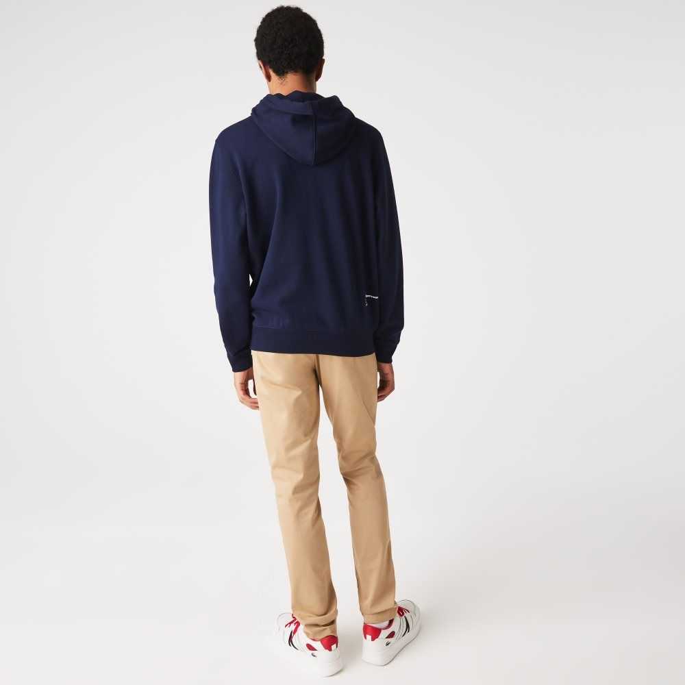 Lacoste Classic Fit Solid Hooded Sweatshirt Navy Blue | VIN-687094