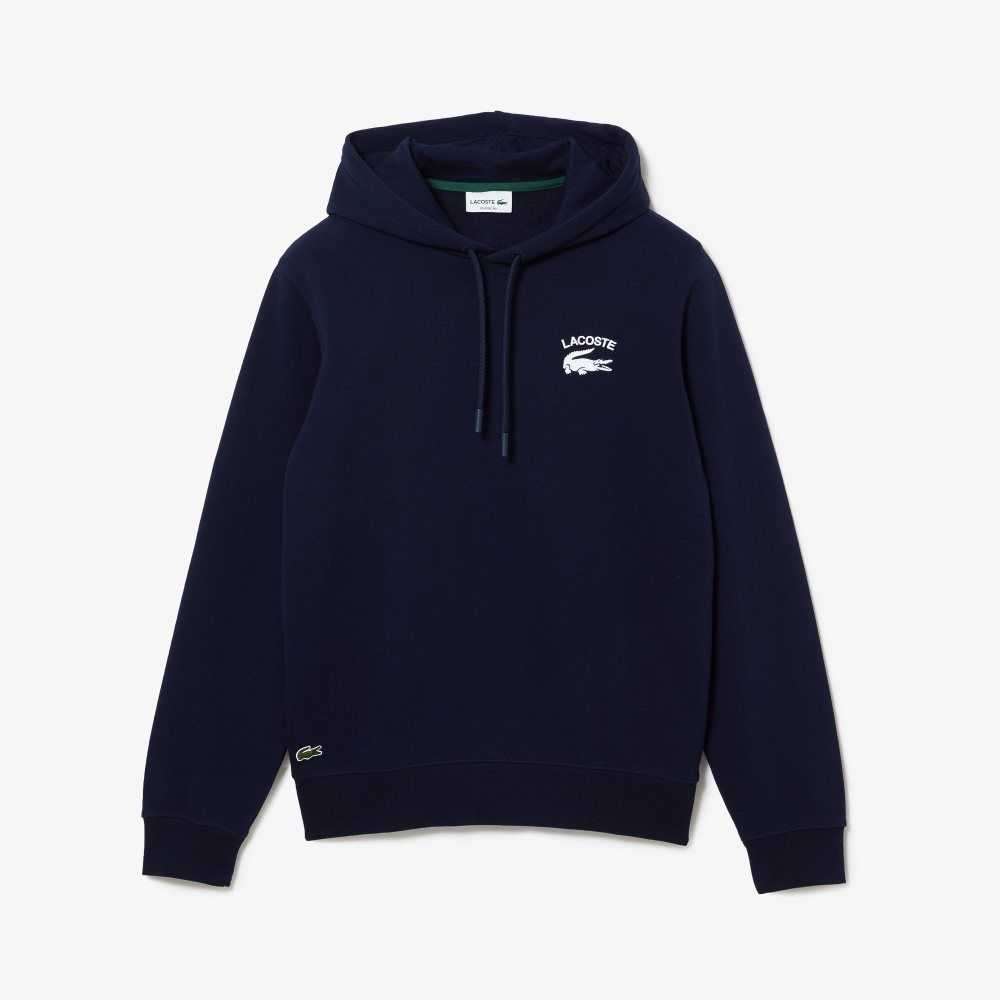 Lacoste Classic Fit Solid Hooded Sweatshirt Navy Blue | VIN-687094