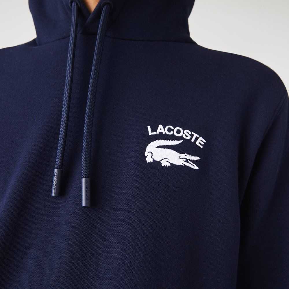 Lacoste Classic Fit Solid Hooded Sweatshirt Navy Blue | VIN-687094