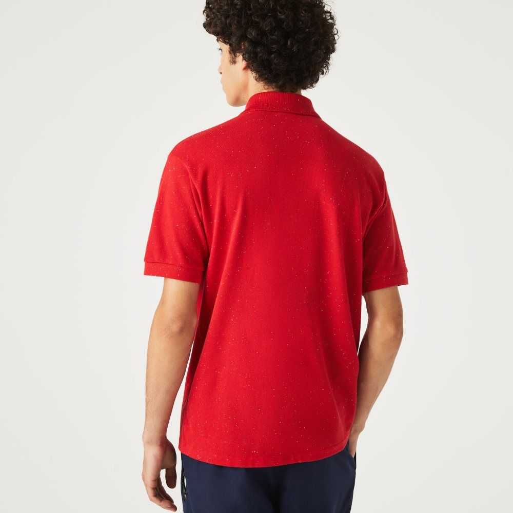 Lacoste Classic Fit Speckled Print Cotton Pique Polo Red | MUH-756301