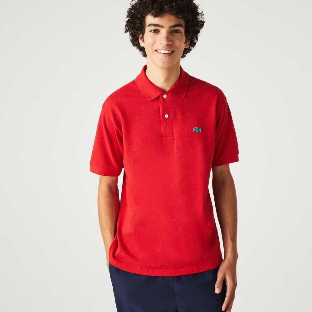 Lacoste Classic Fit Speckled Print Cotton Pique Polo Red | MUH-756301