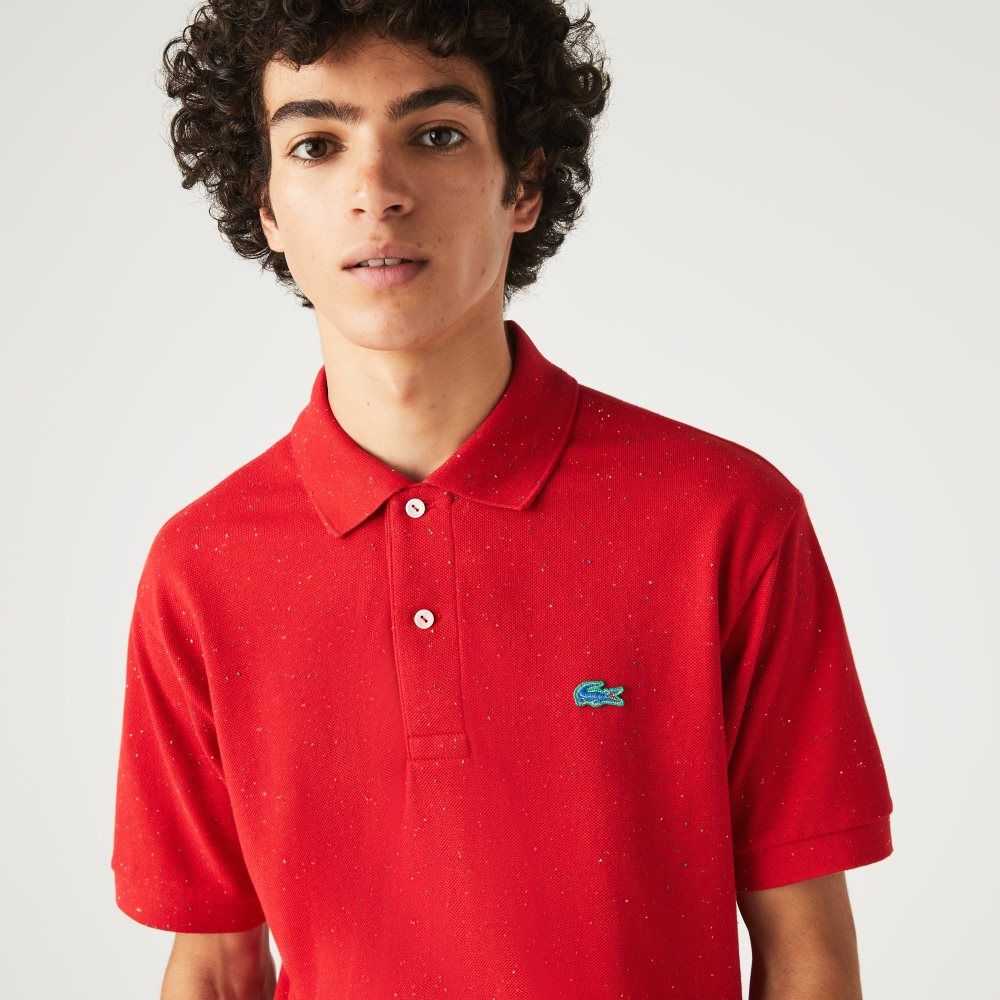 Lacoste Classic Fit Speckled Print Cotton Pique Polo Red | MUH-756301