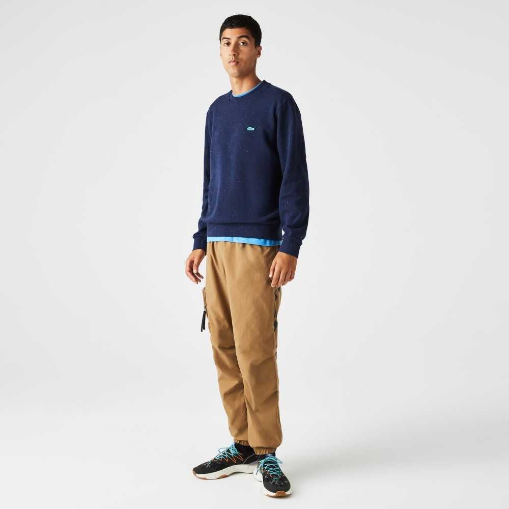 Lacoste Classic Fit Speckled Print Fleece Sweatshirt Navy Blue | ZOF-528763