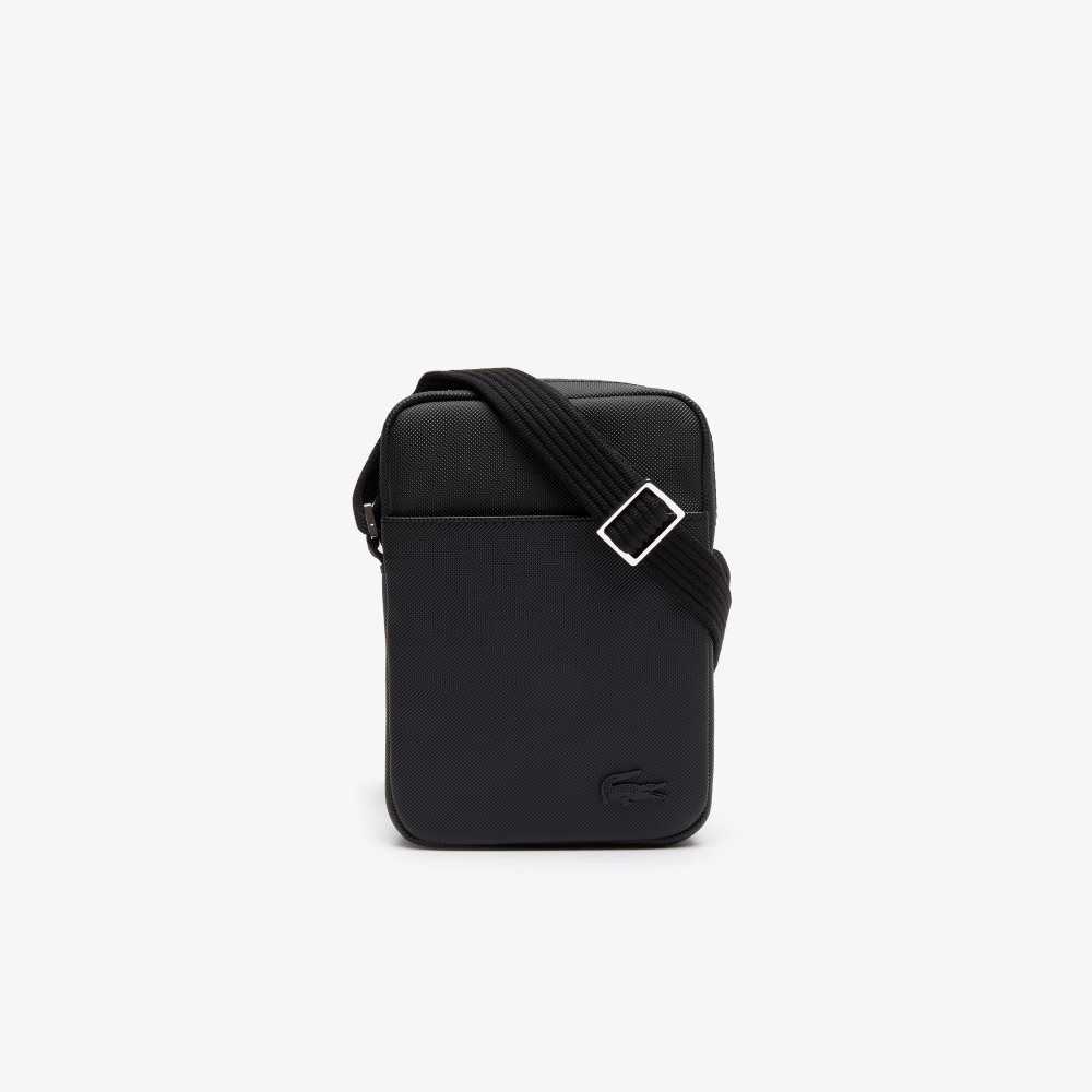 Lacoste Classic Petit Pique Vertical Zip Bag Black | SJA-175836