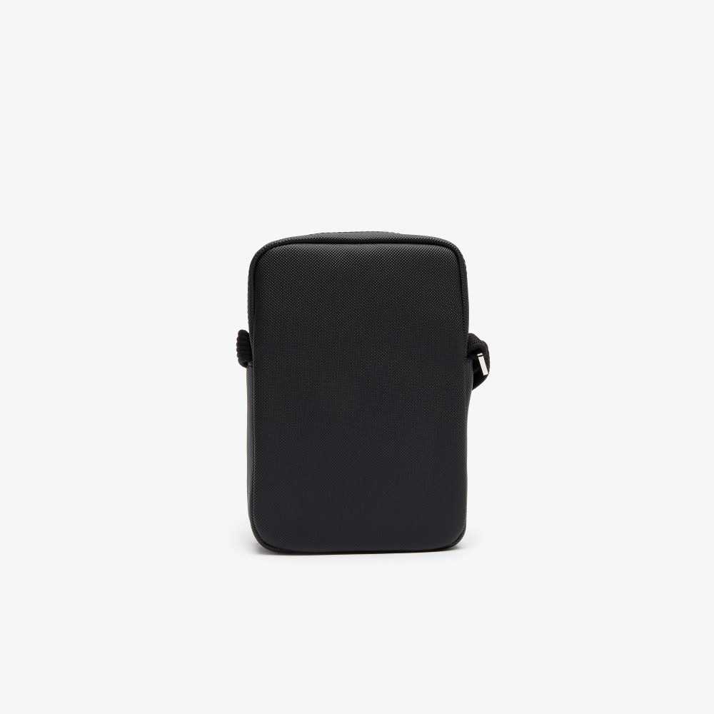 Lacoste Classic Petit Pique Vertical Zip Bag Black | SJA-175836