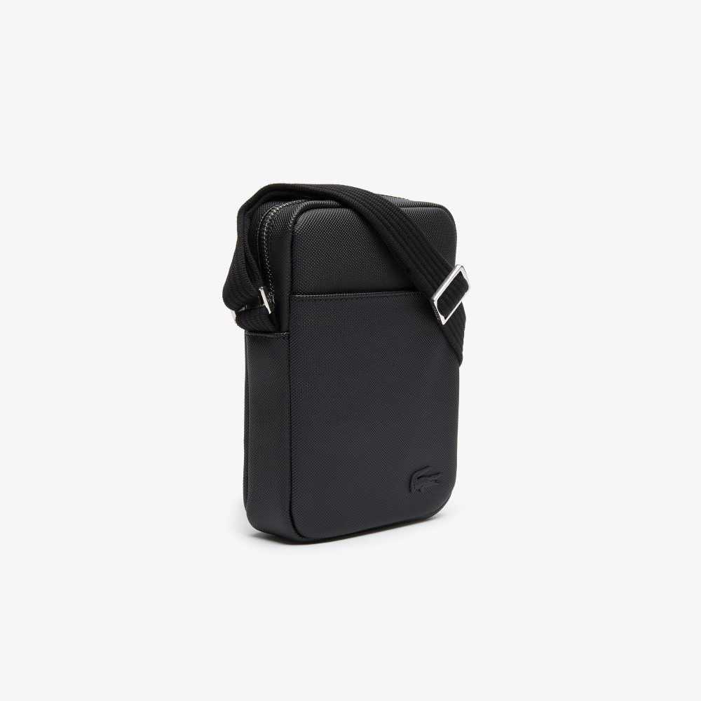 Lacoste Classic Petit Pique Vertical Zip Bag Black | SJA-175836