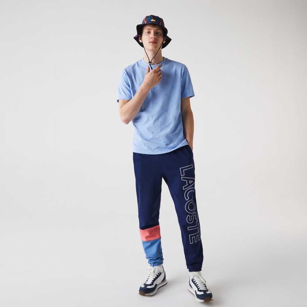 Lacoste Color-Block Fleece Trackpants Blue / Pink / Blue | BSD-592361