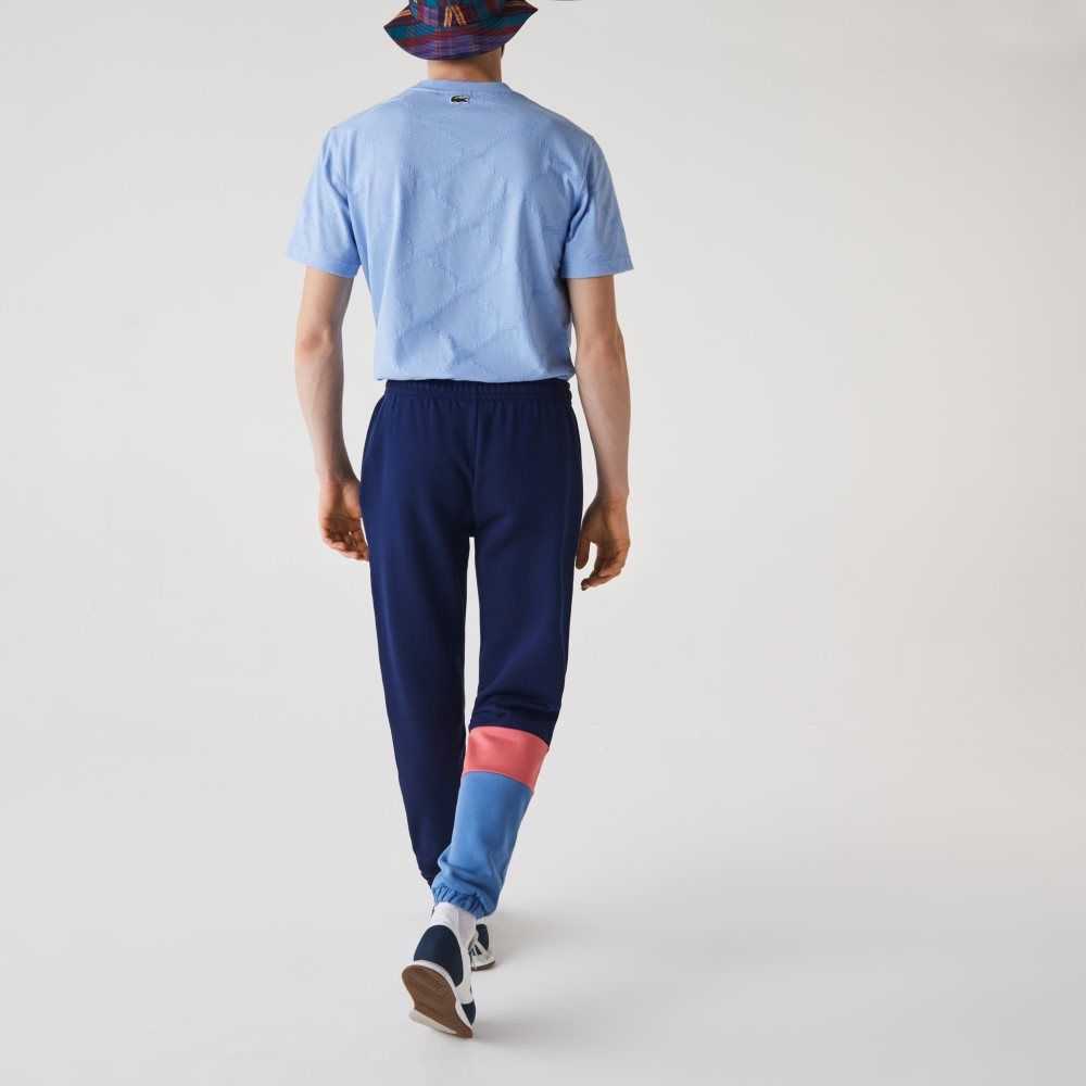 Lacoste Color-Block Fleece Trackpants Blue / Pink / Blue | BSD-592361