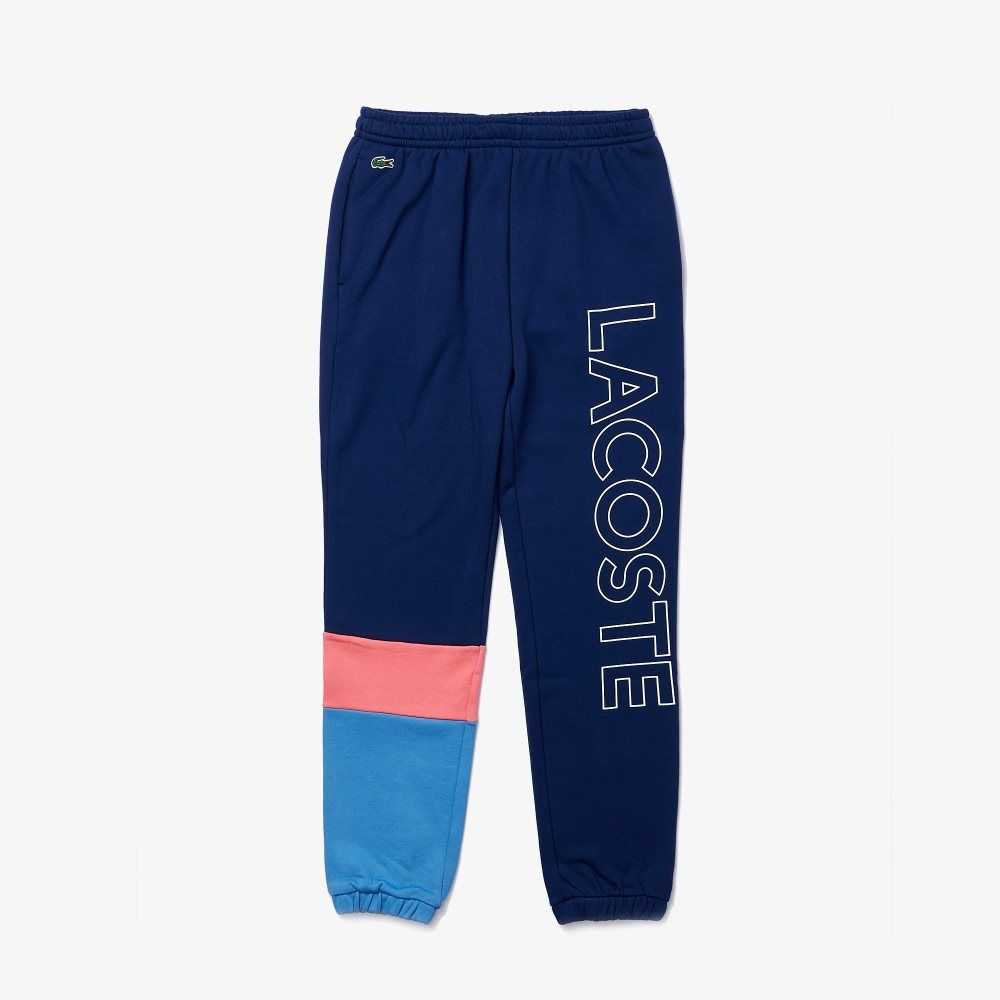 Lacoste Color-Block Fleece Trackpants Blue / Pink / Blue | BSD-592361