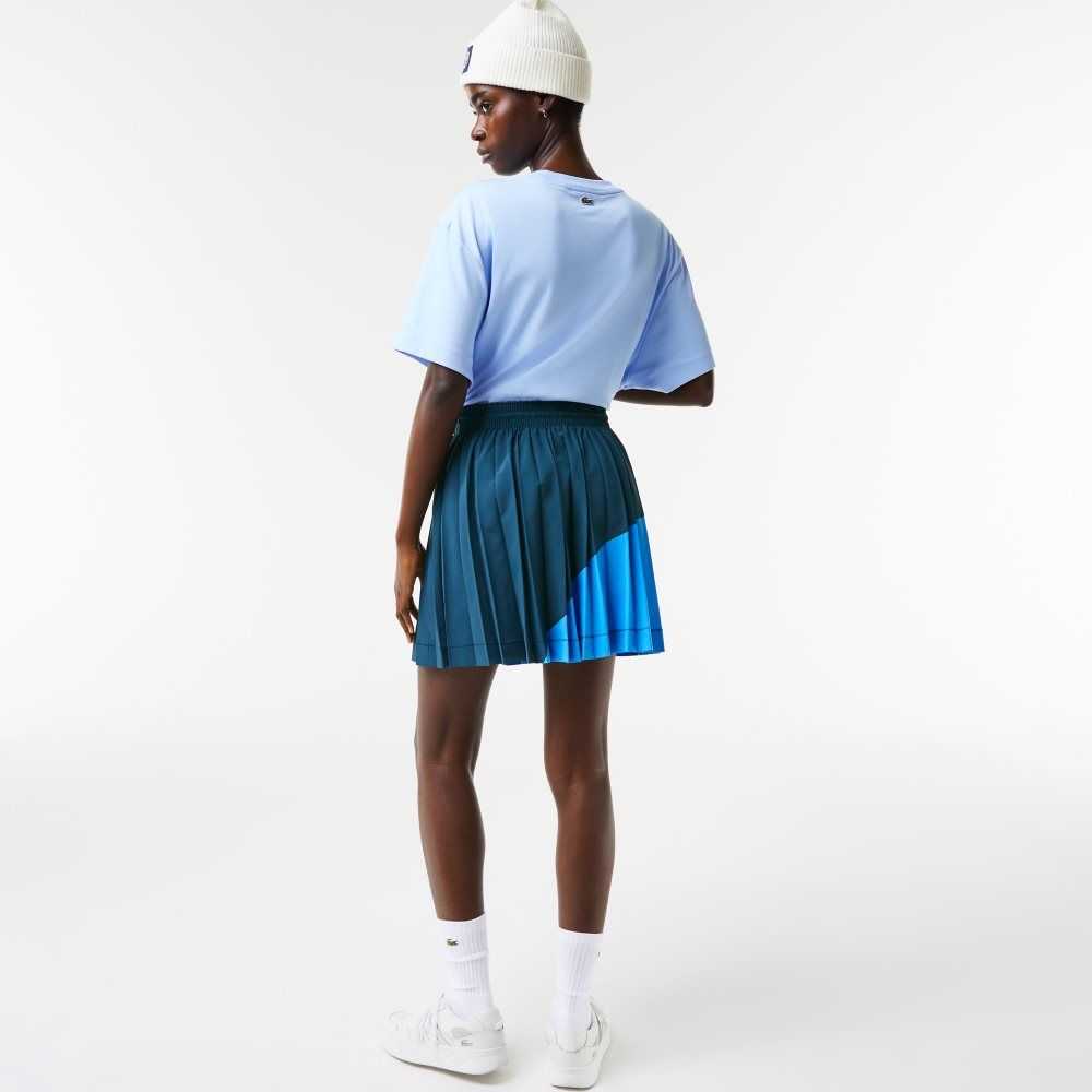 Lacoste Color-Block Nylon Pleated Skirt Blue | WFU-603542